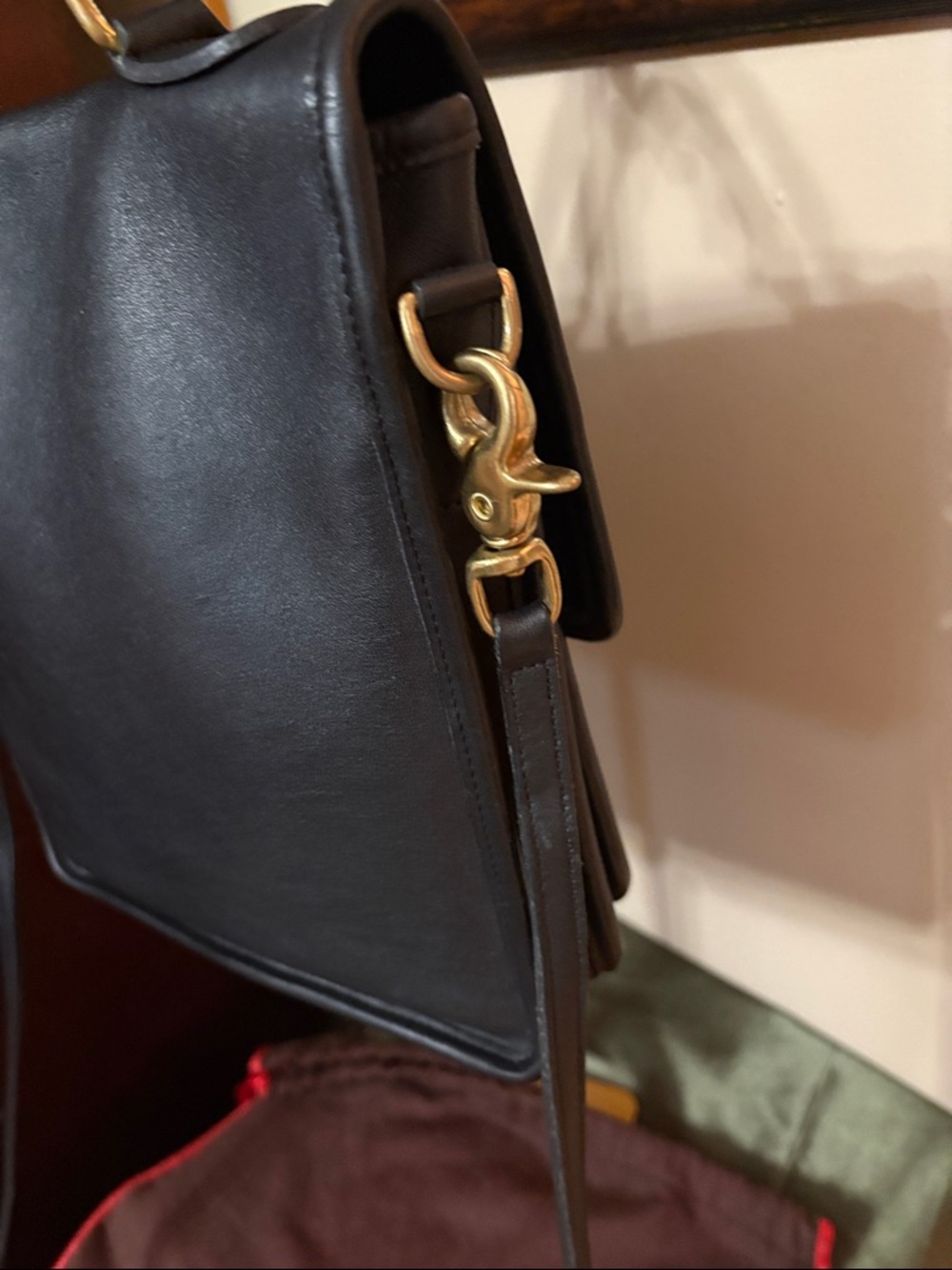 Vintage Coach Station Bag 5130 Black leather turnlock top handle crossbody USA - Picture 8 of 16